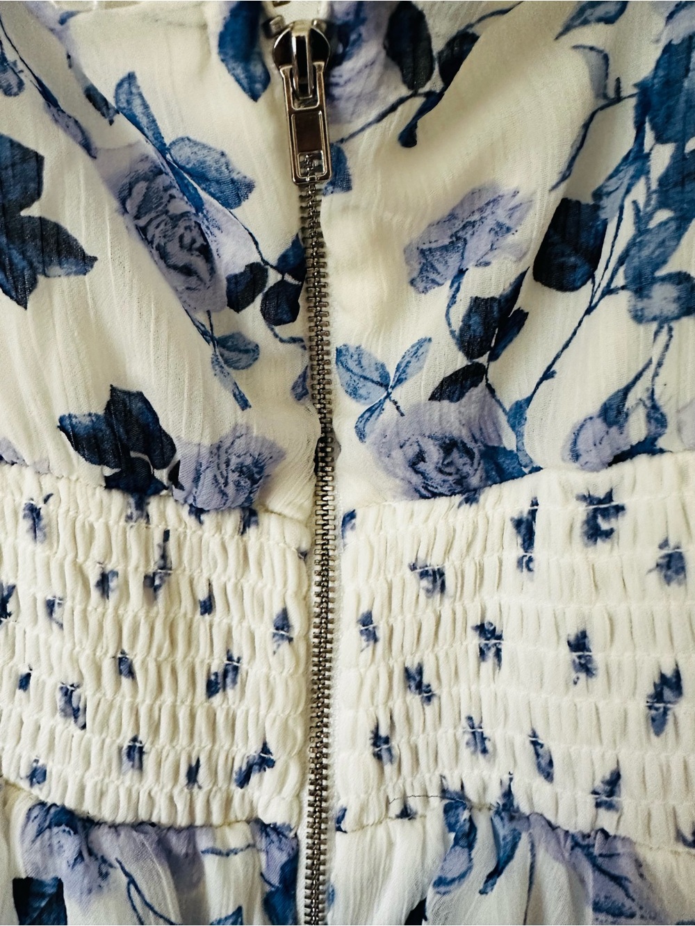 Altar’d State blue floral tiered mini dress XS puff sleeves - Picture 11 of 13